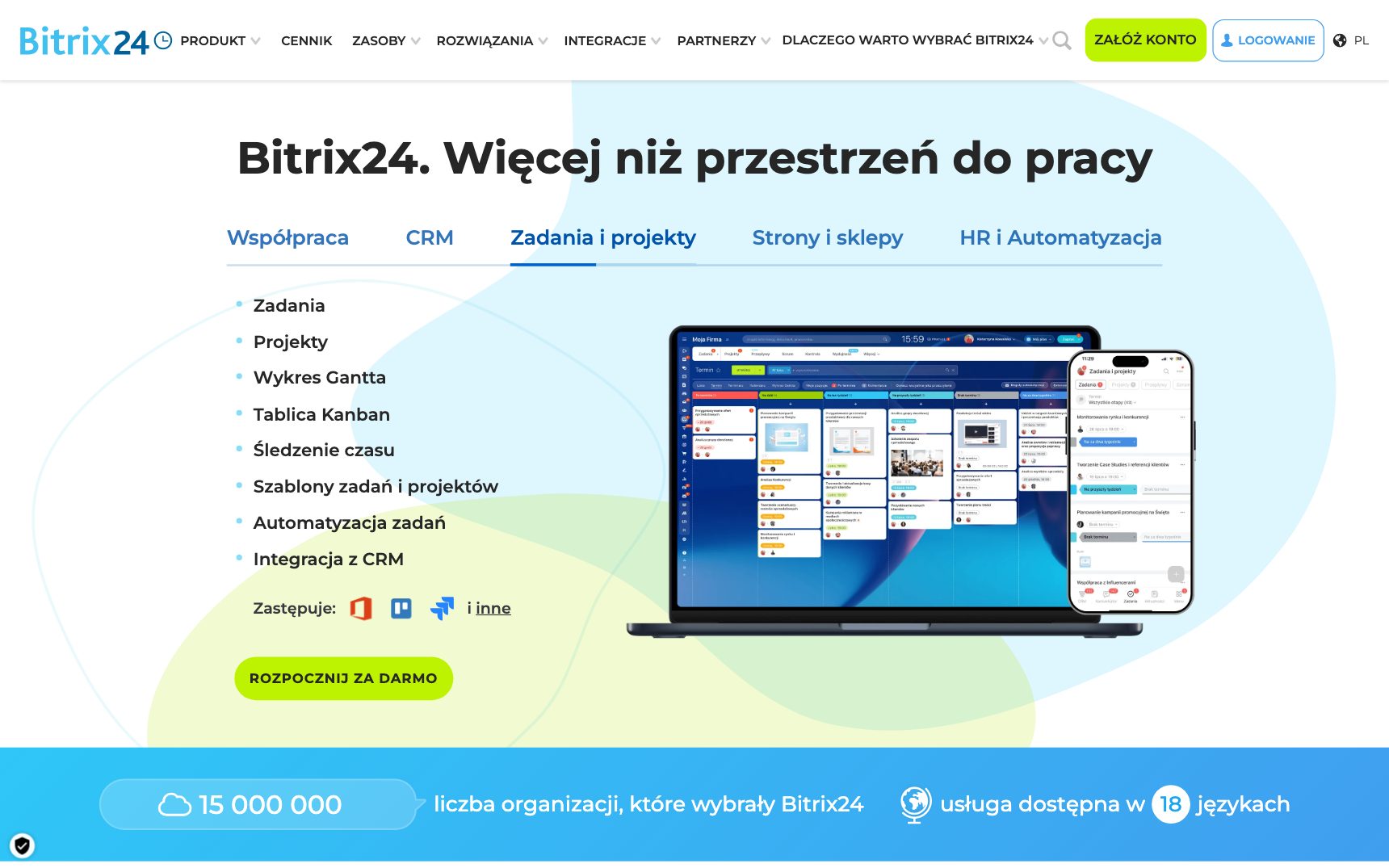 Strona główna — Bitrix24, zrzut ekranu
