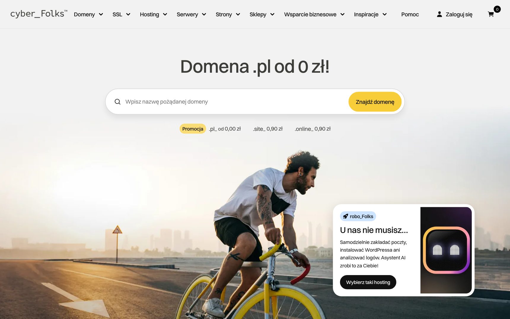 Strona główna — cyberFolks, zrzut ekranu