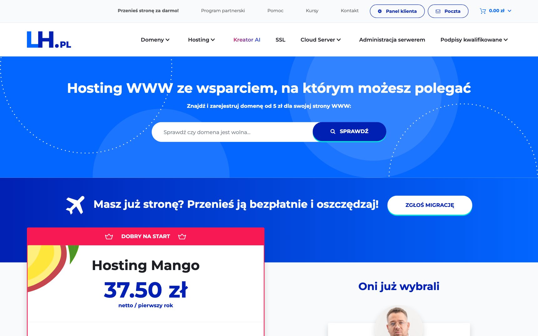 Strona główna — LH.pl, zrzut ekranu