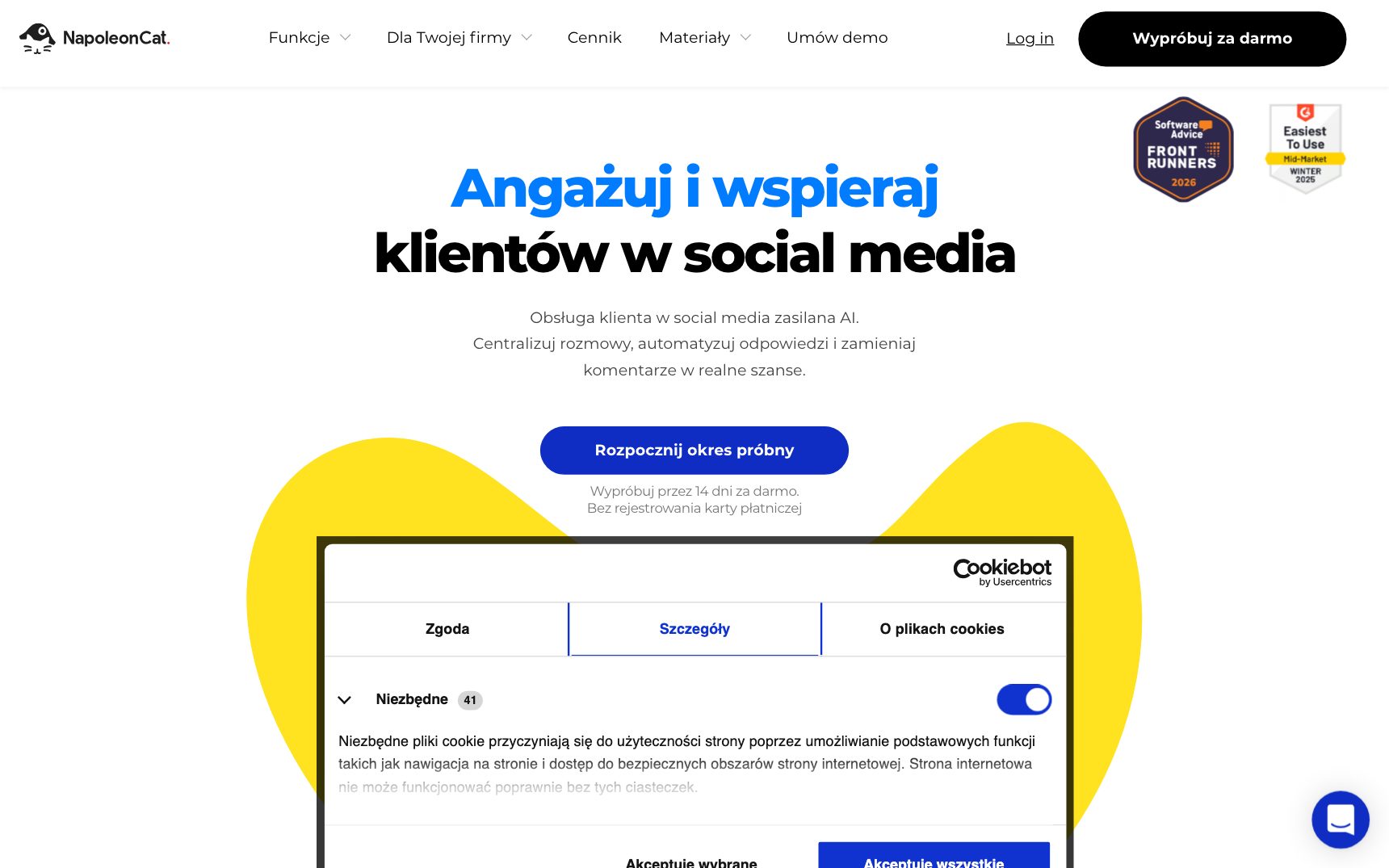 Strona główna — NapoleonCat, zrzut ekranu