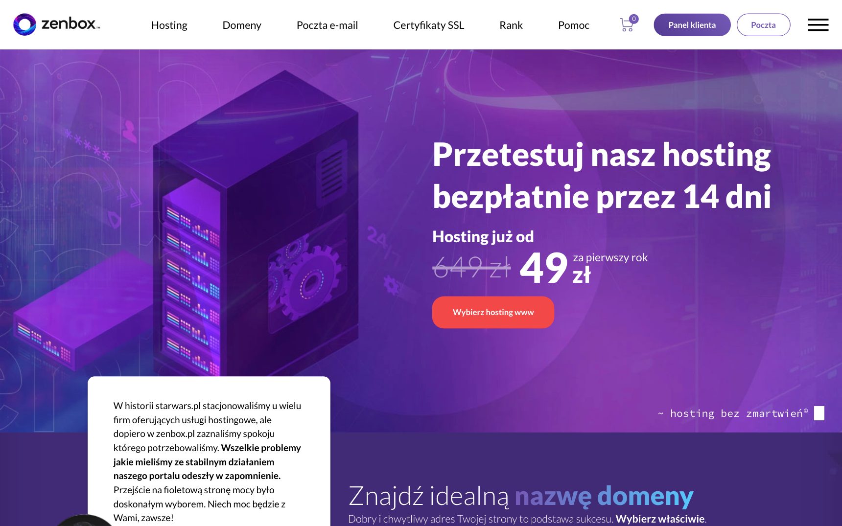Strona główna — Zenbox, zrzut ekranu